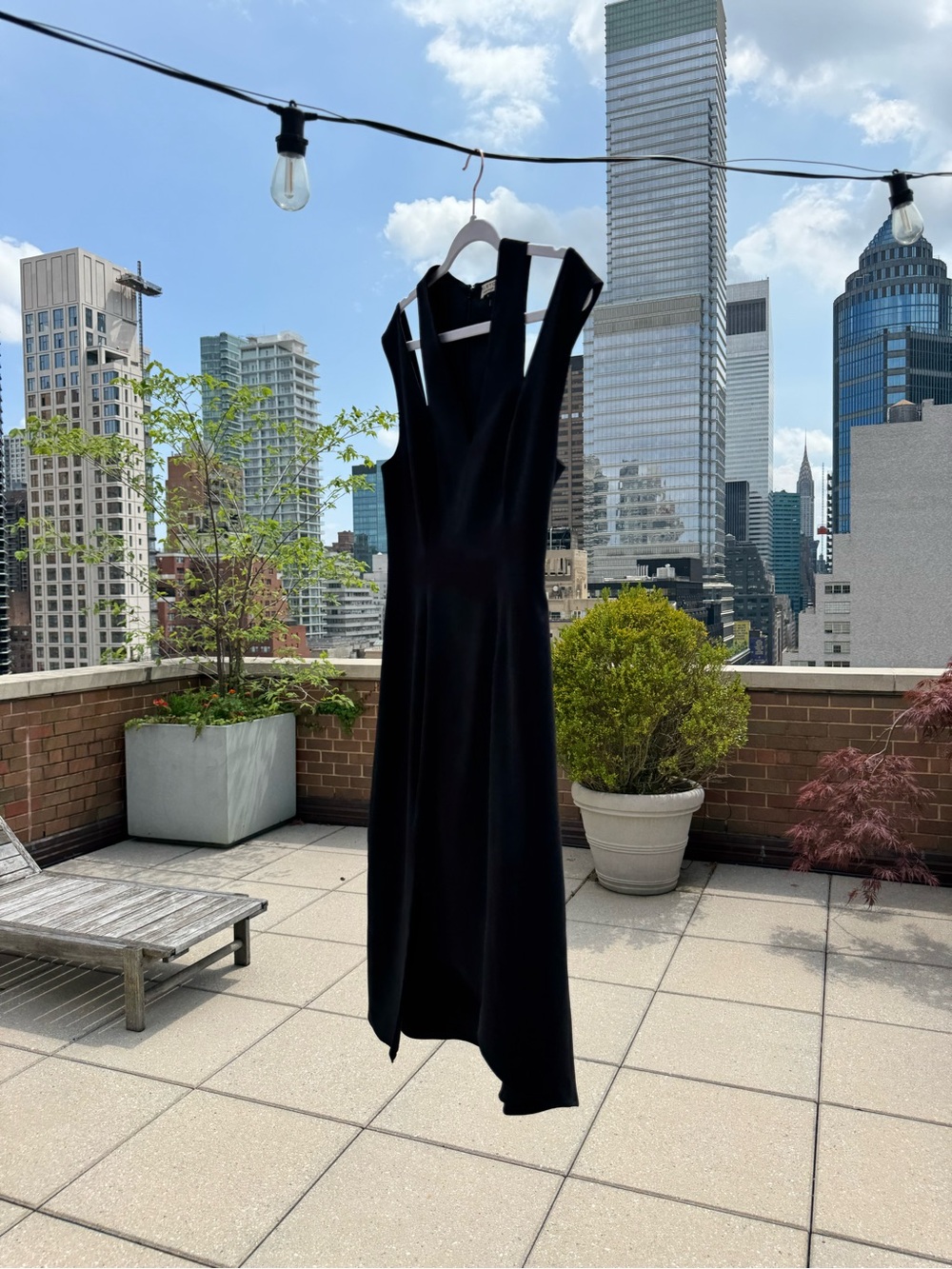 Halston Heritage Black Asymmetrical Midi Dress